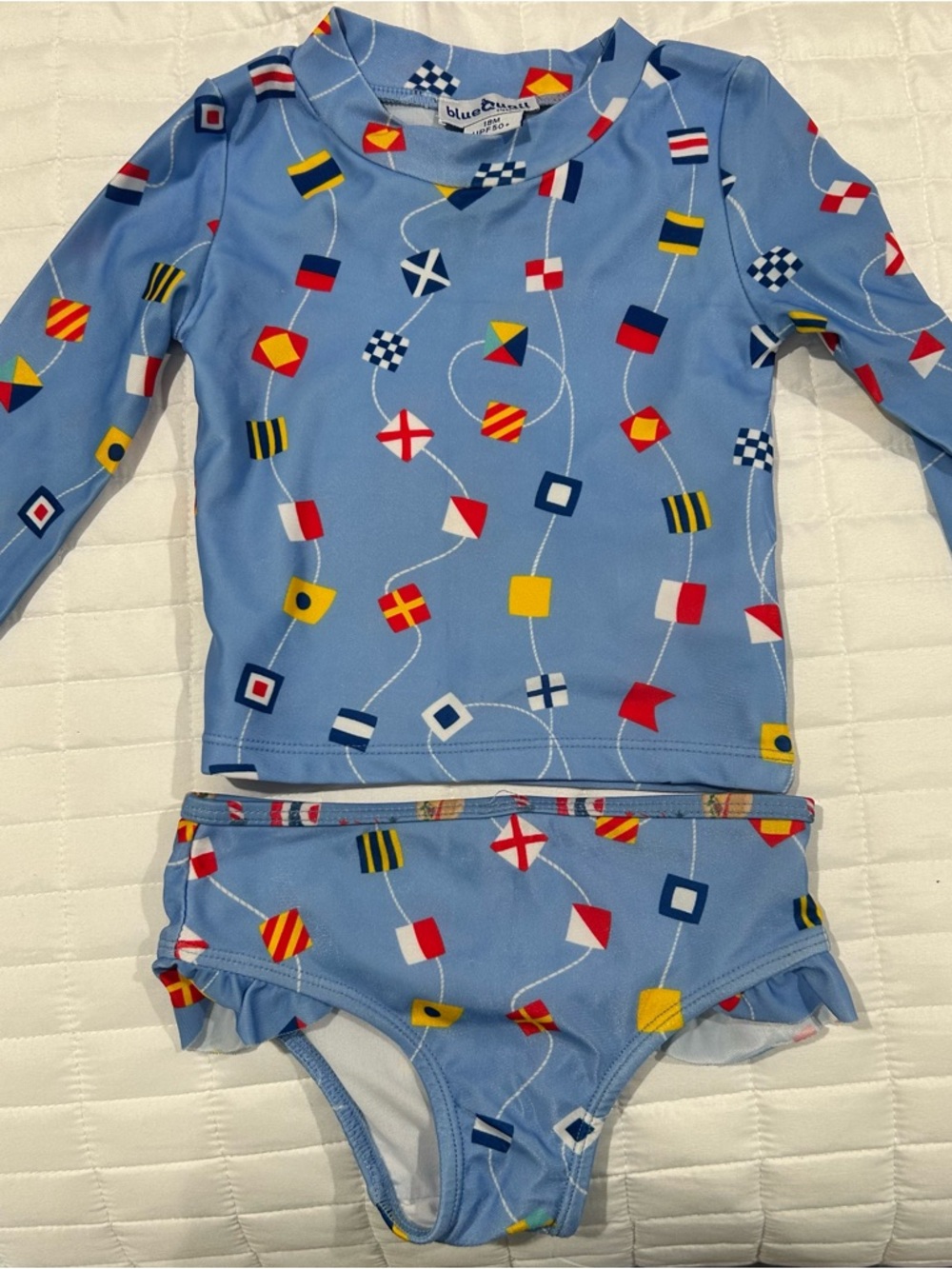 Blue Nautical Flag Rashguard Set - Kids